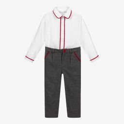 Patachou-Boys Grey & White Trouser Set | Childrensalon Outlet