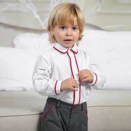 Patachou-Boys Grey & White Trouser Set | Childrensalon Outlet