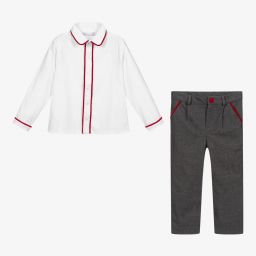 Patachou-Boys Grey & White Trouser Set | Childrensalon Outlet