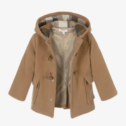 Patachou-Boys Hooded Beige Toggle Coat | Childrensalon Outlet