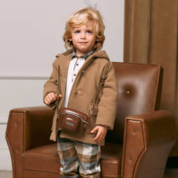 Patachou-Boys Hooded Beige Toggle Coat | Childrensalon Outlet
