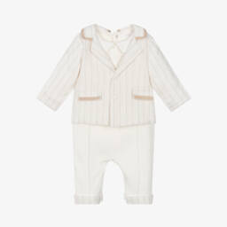 Patachou-Кремовый льняной хлопковый боди для мальчиков | Childrensalon Outlet