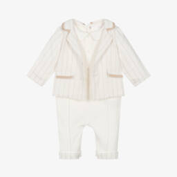 Patachou-Кремовый льняной хлопковый боди для мальчиков | Childrensalon Outlet