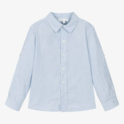 Patachou-Boys Light Blue Linen & Cotton Shirt | Childrensalon Outlet
