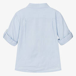 Patachou-Boys Light Blue Linen & Cotton Shirt | Childrensalon Outlet
