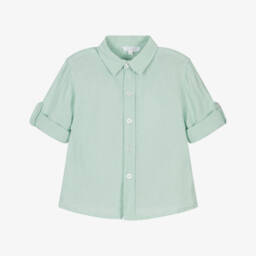 Patachou-Boys Mint Linen-Cotton Blouse | Childrensalon Outlet