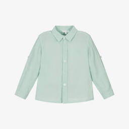 Patachou-Boys Mint Linen-Cotton Blouse | Childrensalon Outlet