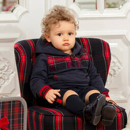 باتاشو-شورت قطن مضلع لون كحلي للأولاد | Childrensalon Outlet