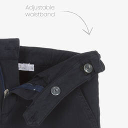 Patachou-Boys Navy Blue Cotton Twill Trousers | Childrensalon Outlet