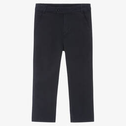 Patachou-Boys Navy Blue Cotton Twill Trousers | Childrensalon Outlet