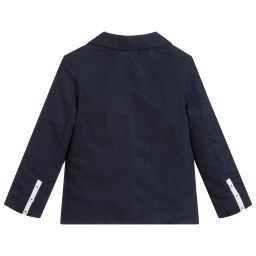 Patachou-Boys Navy Blue Linen Blazer | Childrensalon Outlet