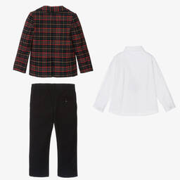Patachou-Boys Navy Blue & Red Tartan Suit | Childrensalon Outlet