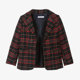 Patachou-Boys Navy Blue & Red Tartan Suit | Childrensalon Outlet