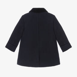 Patachou-Boys Navy Blue Velvet Trim Coat | Childrensalon Outlet