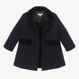 Patachou-Boys Navy Blue Velvet Trim Coat | Childrensalon Outlet