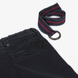 Patachou-Boys Navy Twill Belted Shorts | Childrensalon Outlet