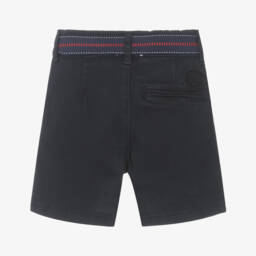 Patachou-Boys Navy Twill Belted Shorts | Childrensalon Outlet