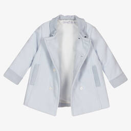 Patachou-Boys Pale Blue Flannel Coat | Childrensalon Outlet