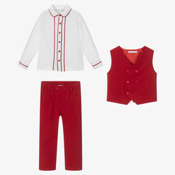 Patachou-Boys Red 3 Piece Suit Set | Childrensalon Outlet
