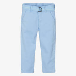 Patachou-Boys Sky Twill Trousers with Belt | Childrensalon Outlet