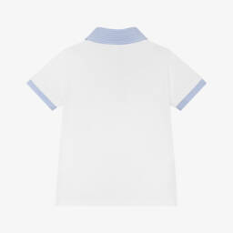 Patachou-Boys Soft White Polo with Blue Trim | Childrensalon Outlet