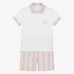 Patachou-طقم قطني مخطط أبيض للأولاد | Childrensalon Outlet