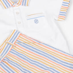 Patachou-طقم قطني مخطط أبيض للأولاد | Childrensalon Outlet