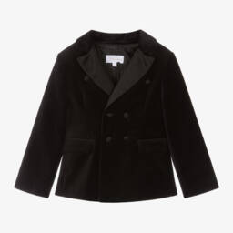 Patachou-Boys Velvet Tuxedo Jacket in Black | Childrensalon Outlet
