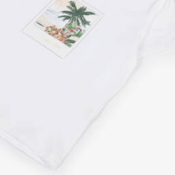 Patachou-تيشيرت أبيض بطبعة شاطئ للأولاد | Childrensalon Outlet