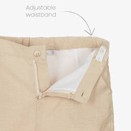 Patachou-Boys White & Beige Linen Shorts Set | Childrensalon Outlet