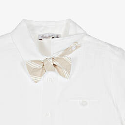 Patachou-Boys White & Beige Linen Shorts Set | Childrensalon Outlet