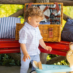 Patachou-Бело-голубая рубашка в клетку для мальчиков | Childrensalon Outlet