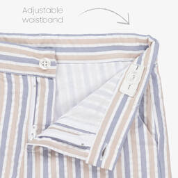 Patachou-Boys White & Blue Cotton Shorts Set | Childrensalon Outlet