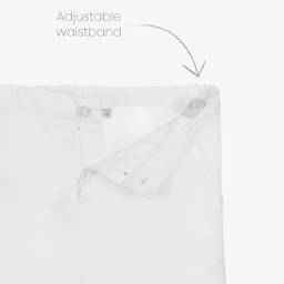 Patachou-طقم شورت قطن بيكيه وكتان لون أبيض للأولاد | Childrensalon Outlet