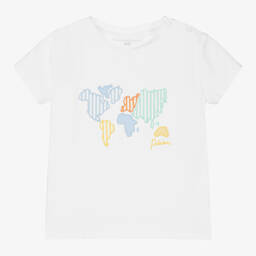 Patachou-Boys White Cotton Map T-Shirt | Childrensalon Outlet