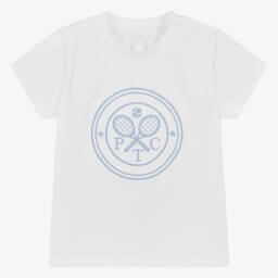 Patachou-Белая хлопковая футболка с теннисными ракетками для мальчиков | Childrensalon Outlet