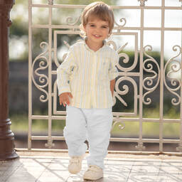 Patachou-Boys White Cotton Twill Trousers | Childrensalon Outlet