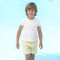 Patachou-Boys White Giraffe T-Shirt | Childrensalon Outlet