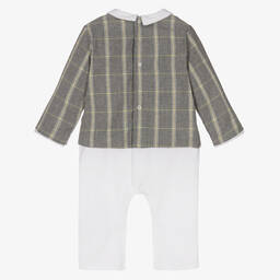 Patachou-Boys White & Grey Romper Suit | Childrensalon Outlet