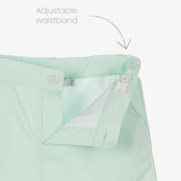 Patachou-طقم شورت وقميص قطن وكتان لون أبيض وأخضر | Childrensalon Outlet