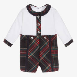 Patachou-Boys White & Tartan Shortie | Childrensalon Outlet