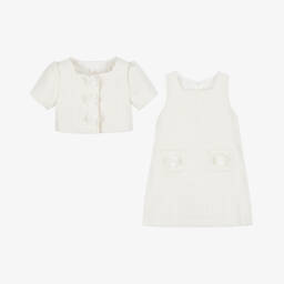 Patachou-Elegant Ivory Tweed Ensemble for Girls | Childrensalon Outlet