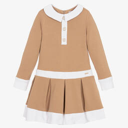 Patachou-Girls Beige Cotton Jersey Dress | Childrensalon Outlet