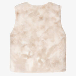 Patachou-Girls Beige Faux Fur Bow Gilet | Childrensalon Outlet
