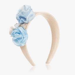 باتاشو-طوق للشعر لون بيج مزين بورود للبنات | Childrensalon Outlet