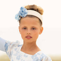 باتاشو-طوق للشعر لون بيج مزين بورود للبنات | Childrensalon Outlet