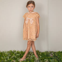 Patachou-Girls Beige Lace & Chiffon Dress | Childrensalon Outlet
