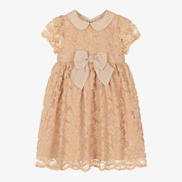 Patachou-Girls Beige Lace & Chiffon Dress | Childrensalon Outlet
