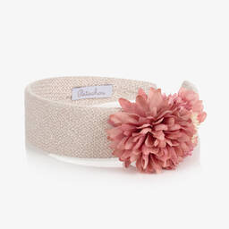 Patachou-Girls Beige & Pink Flower Hairband | Childrensalon Outlet