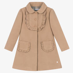 Patachou-Girls Beige Ruffle Coat | Childrensalon Outlet